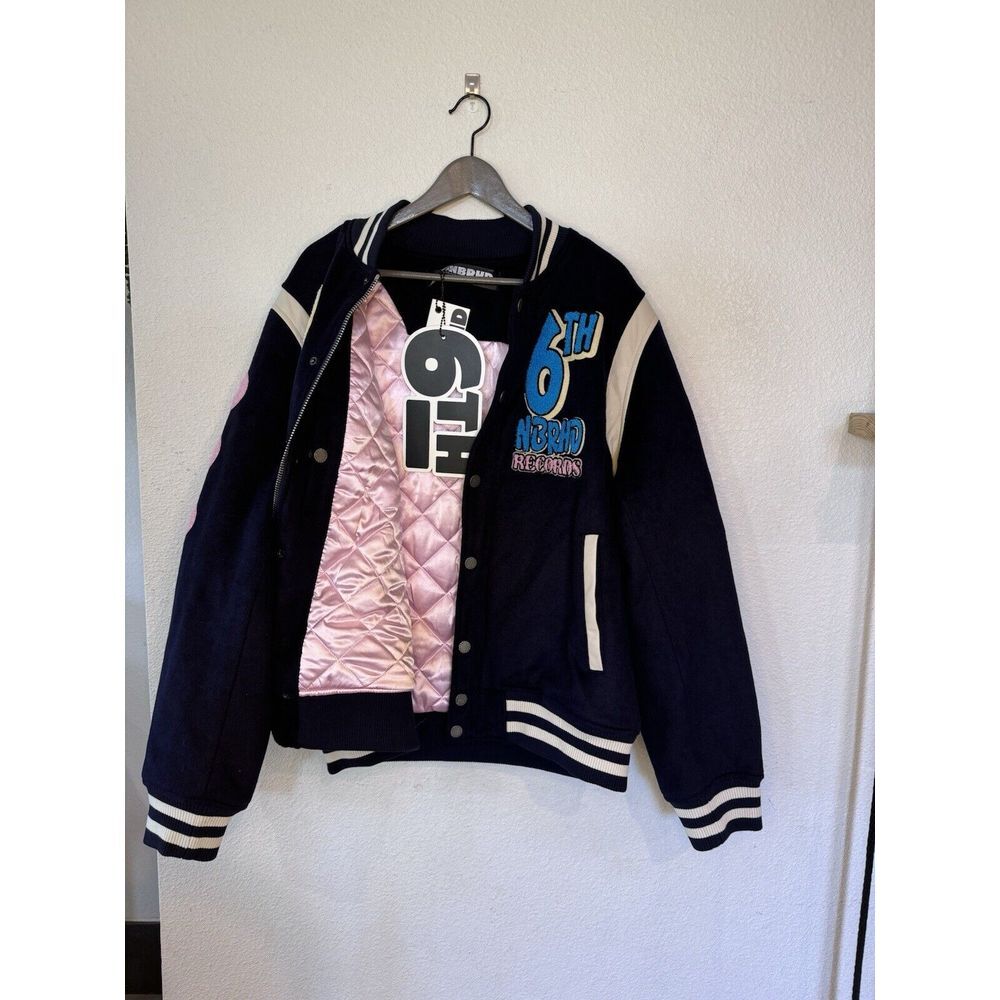 6THNBRHD VARSITY JACKET "HIT RECORDS" -NAVY - Picture 3 of 7